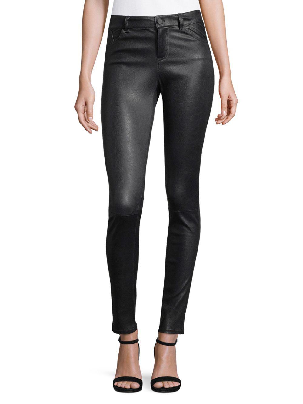 Alice + Olivia Angie Leather Pants in Navy (Blue) - Lyst