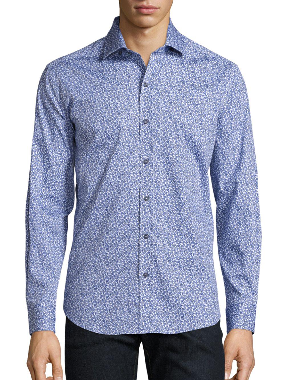 Robert Graham Cotton Dillan Tailored-fit Button-down Shirt in Navy ...