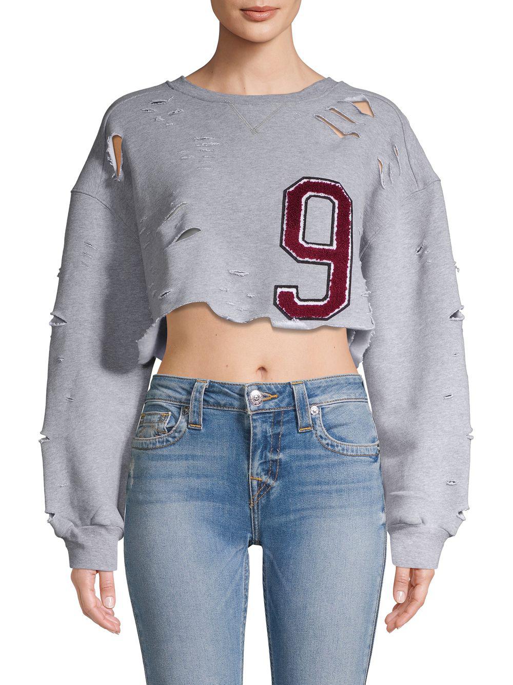 distressed cropped sweatshirt