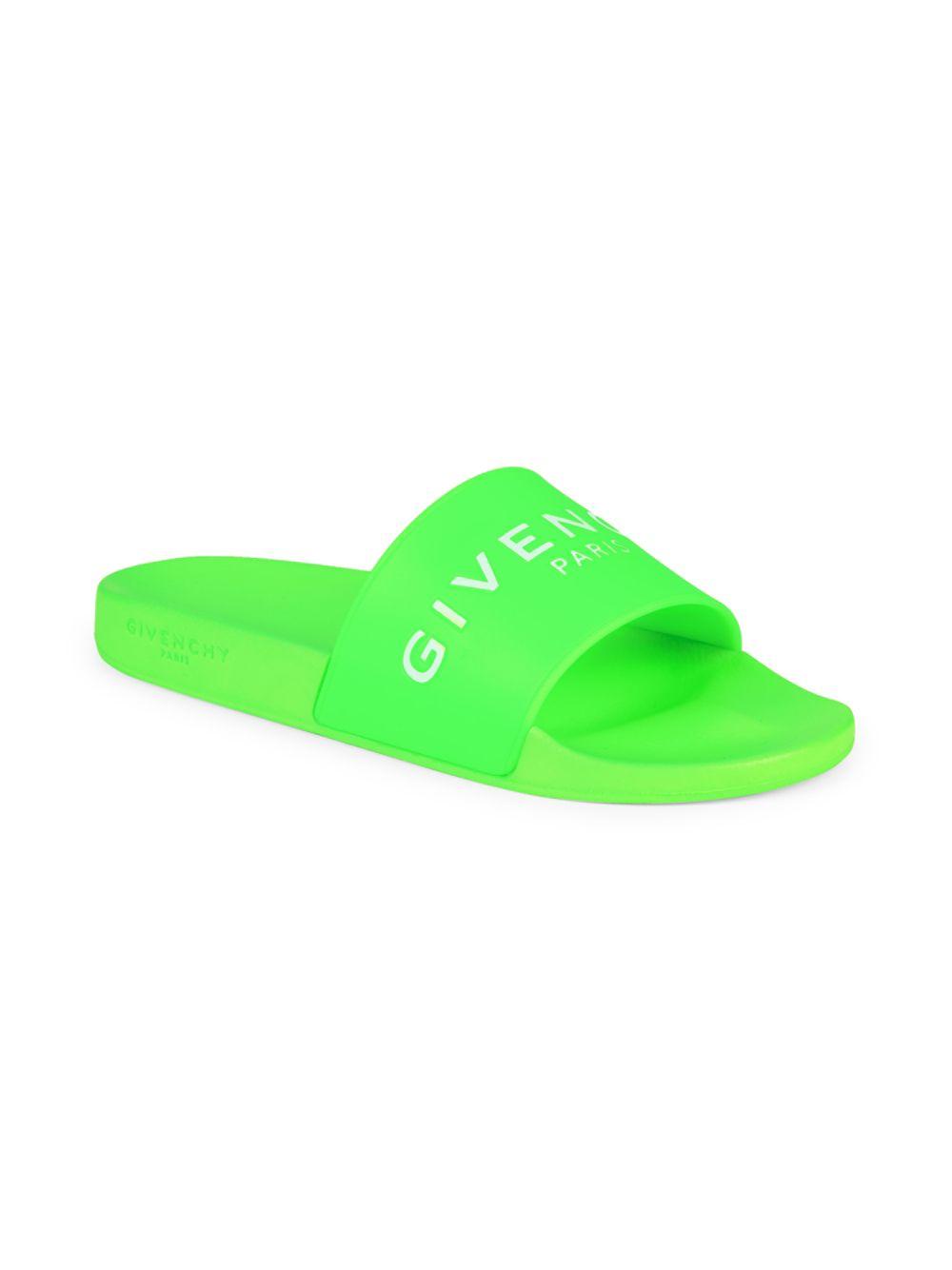 neon givenchy slides