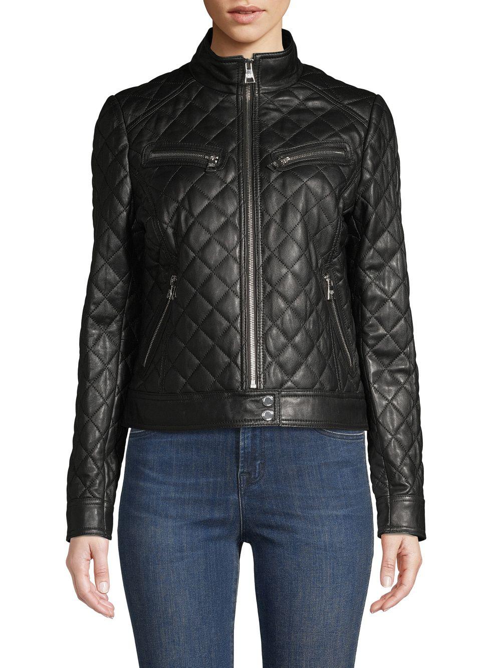 Karl Lagerfeld Quilted Leather Jacket in Black - Lyst