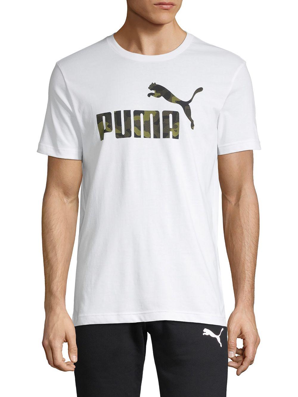 PUMA Cotton Tech Camo Logo Tee in White for Men | Lyst