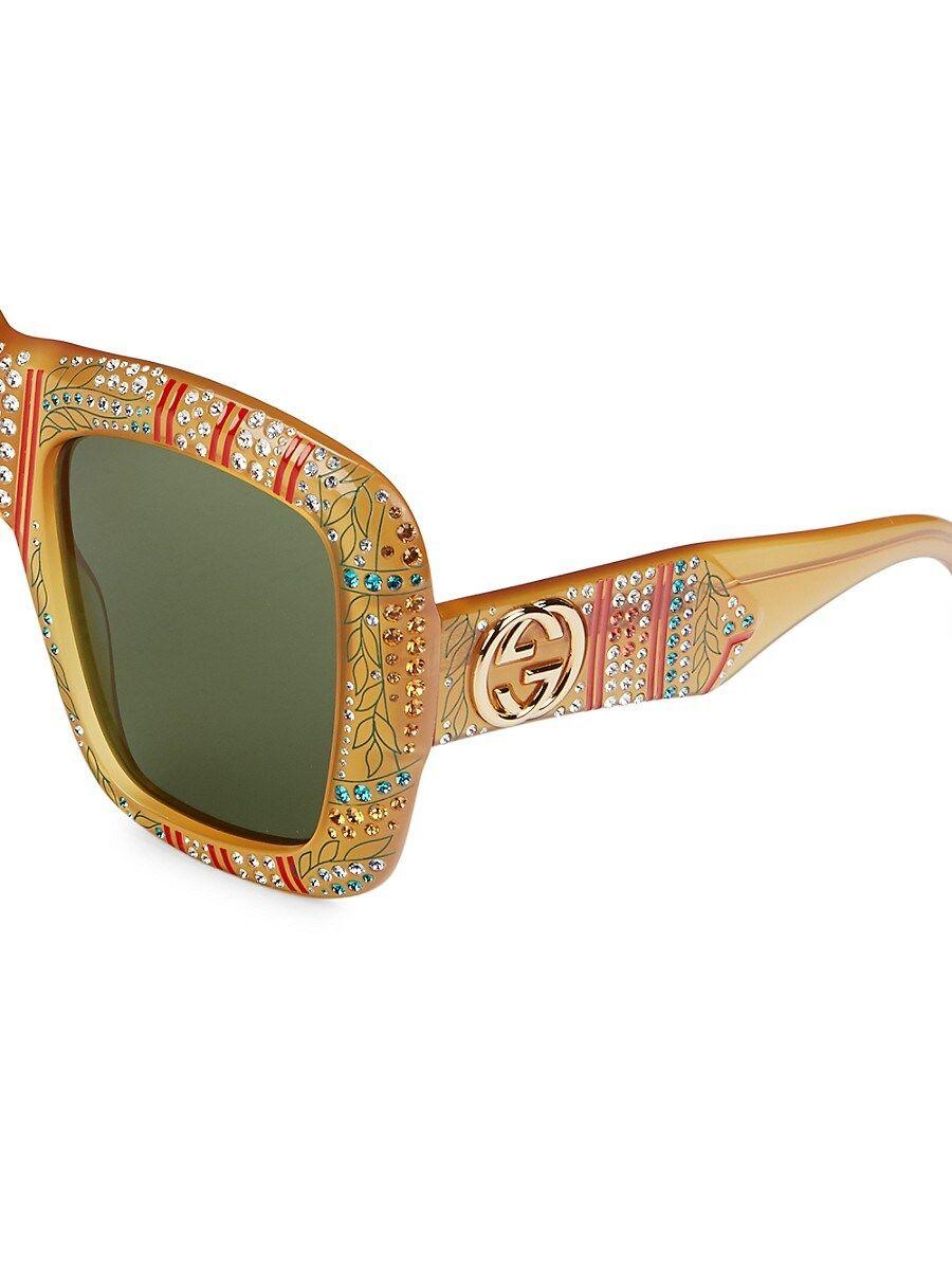 Gucci 54mm Embellished Square Sunglasses in Yellow | Lyst