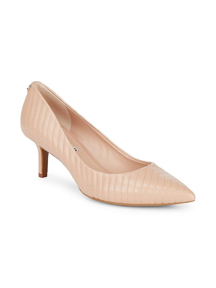Karl Lagerfeld Rosette Leather Point Toe Pumps in Nude (Natural 