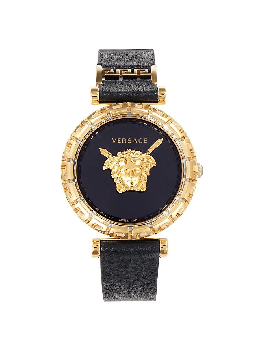 Versace Ipyg Stainless Steel & Leather Strap Watch in Black Lyst