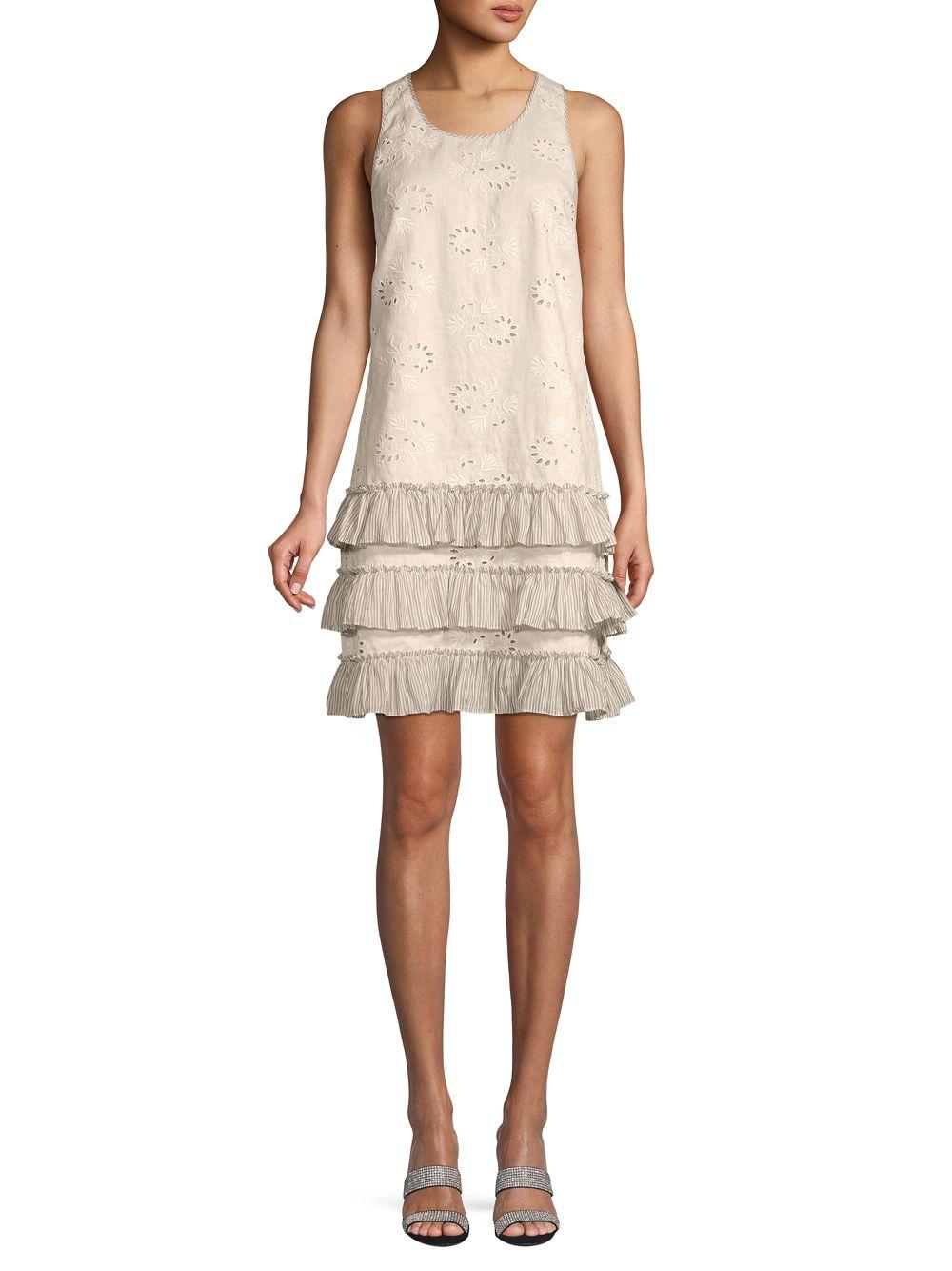 Rebecca Taylor Linen Eyelet Shift Dress in Vanilla White (White) Lyst