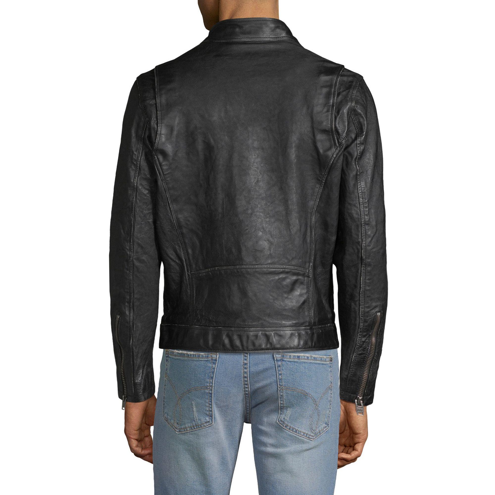 Frye Textured Leather Jacket in Vintage Black (Black) for Men - Lyst