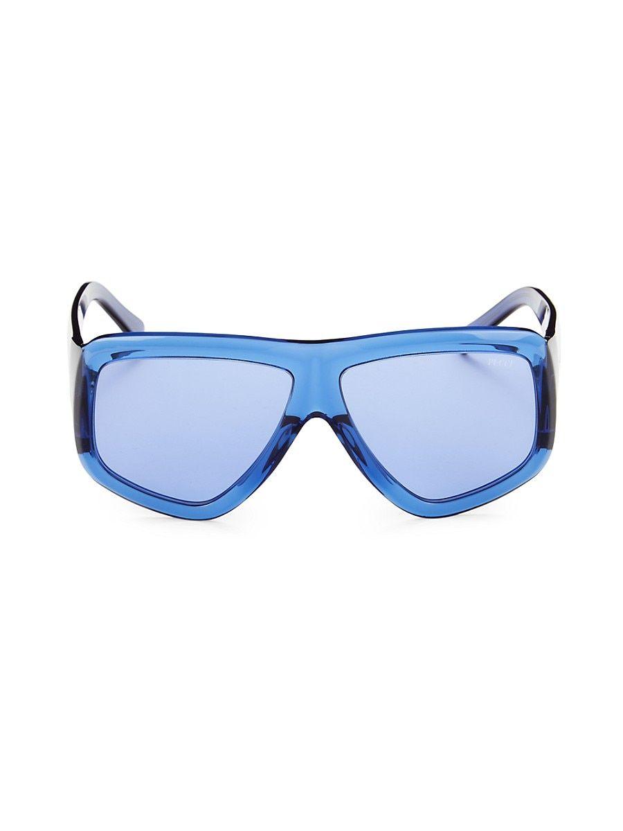 Emilio Pucci 61mm Biker Sunglasses in Blue | Lyst