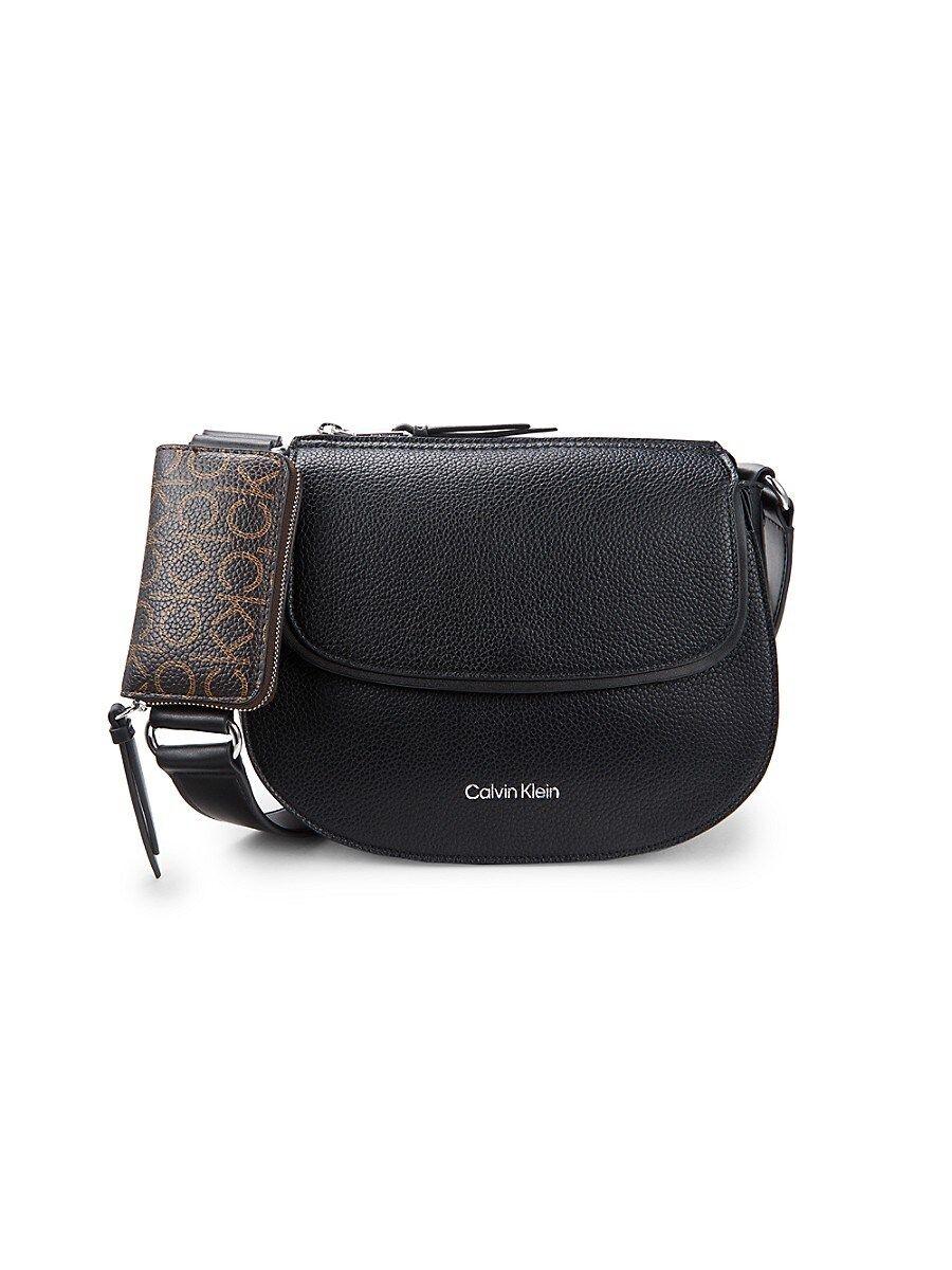 Calvin Klein Logo Saddle Crossbody Bag in Black | Lyst