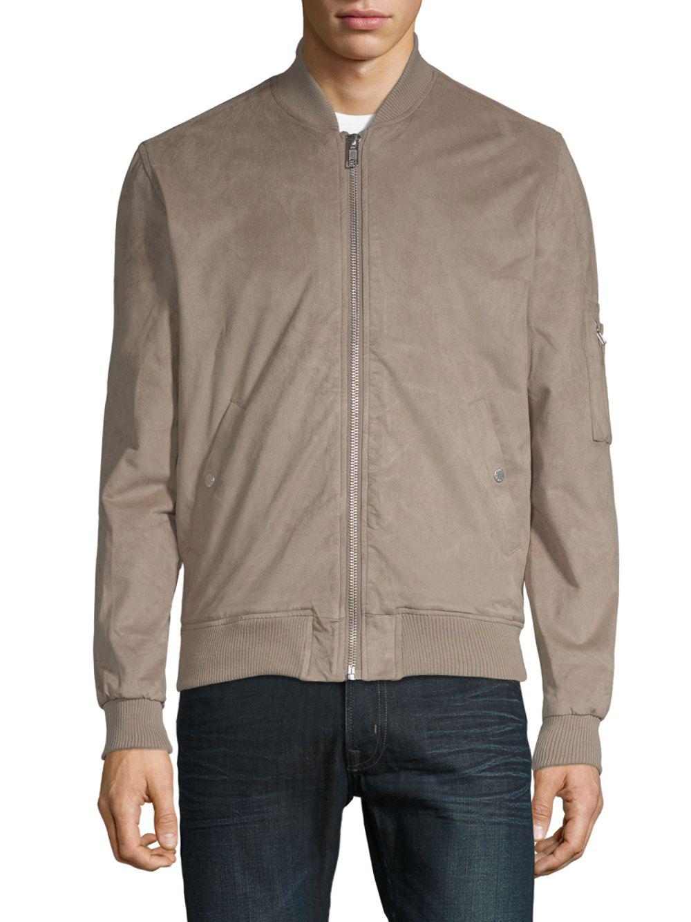 Slate & Stone Faux Suede Bomber Jacket in Grey (Grey) for Men Lyst