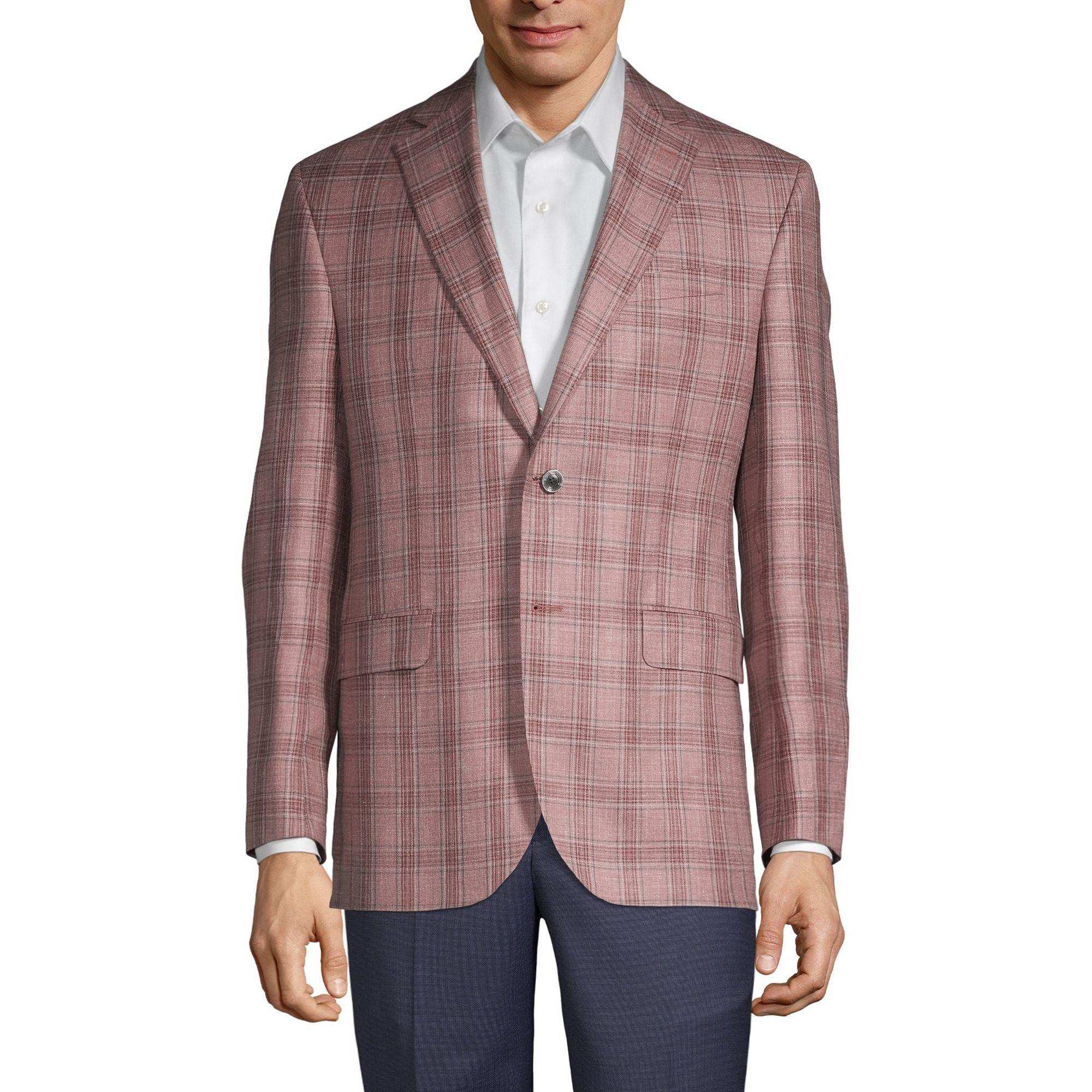 Saks Fifth Avenue Regular-fit Plaid Wool, Silk & Linen Jacket in Rose ...