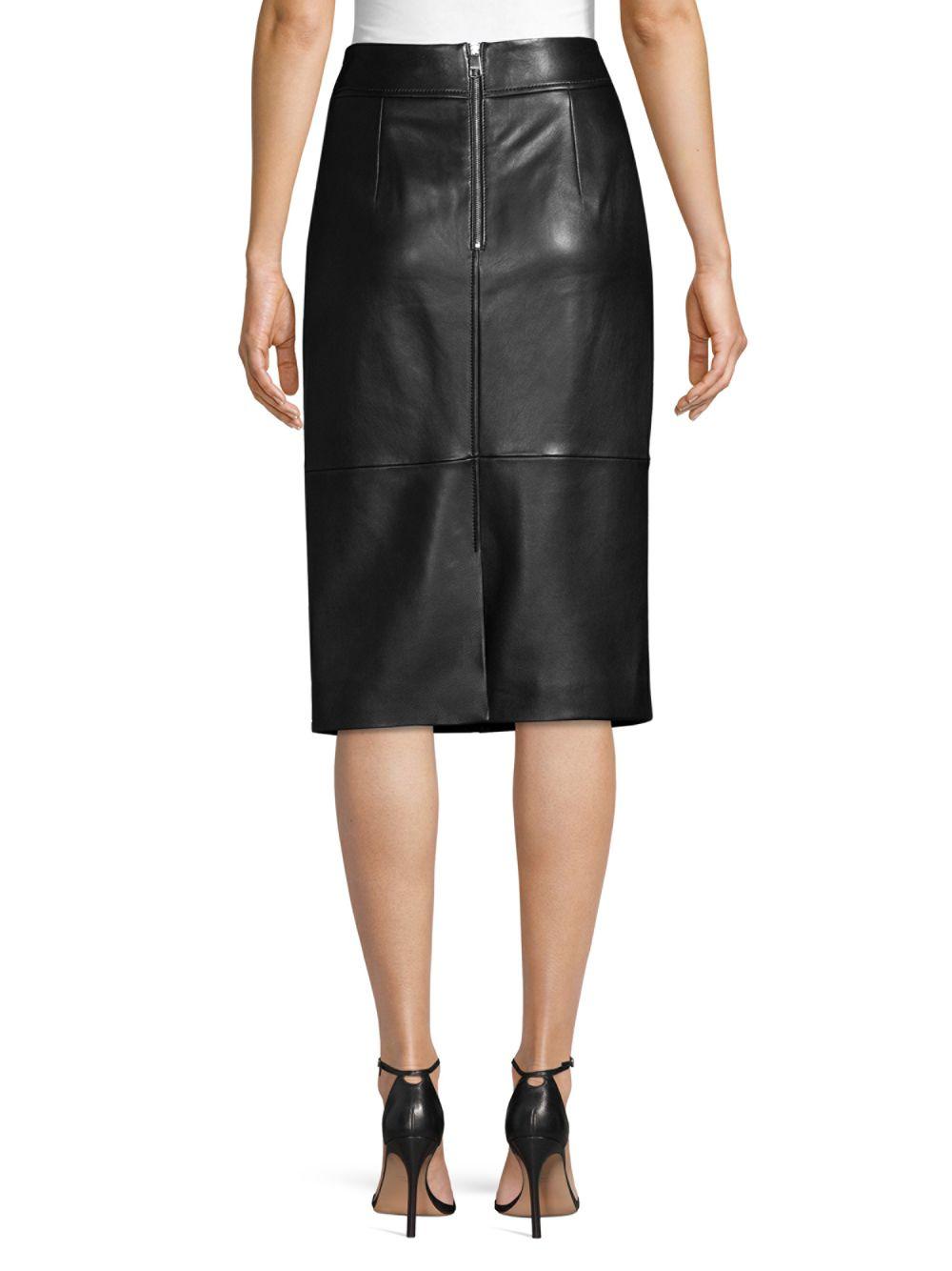 BOSS Selrita Leather Pencil Skirt in Black - Lyst