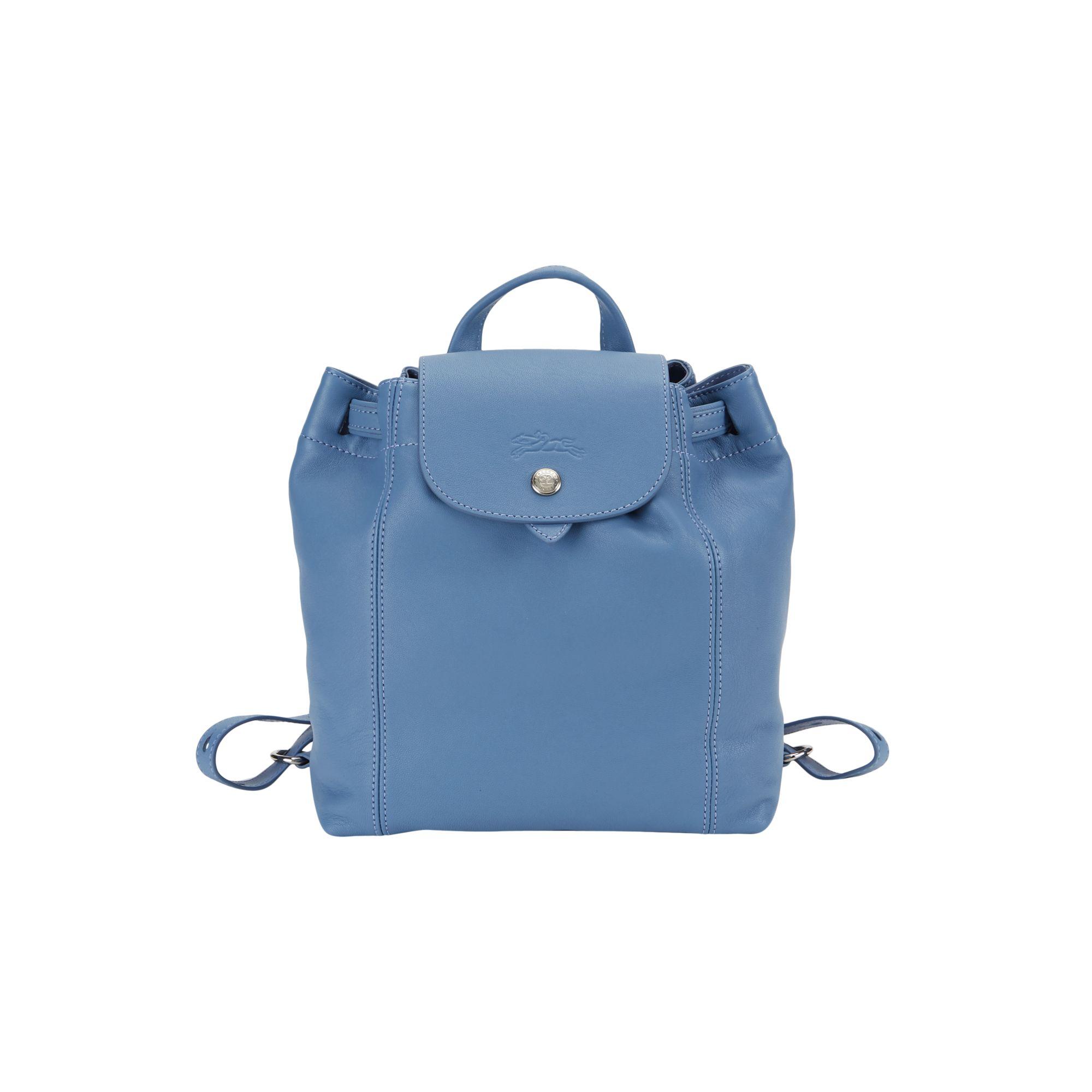Longchamp Leather Flap Top Backpack In Blue Lyst
