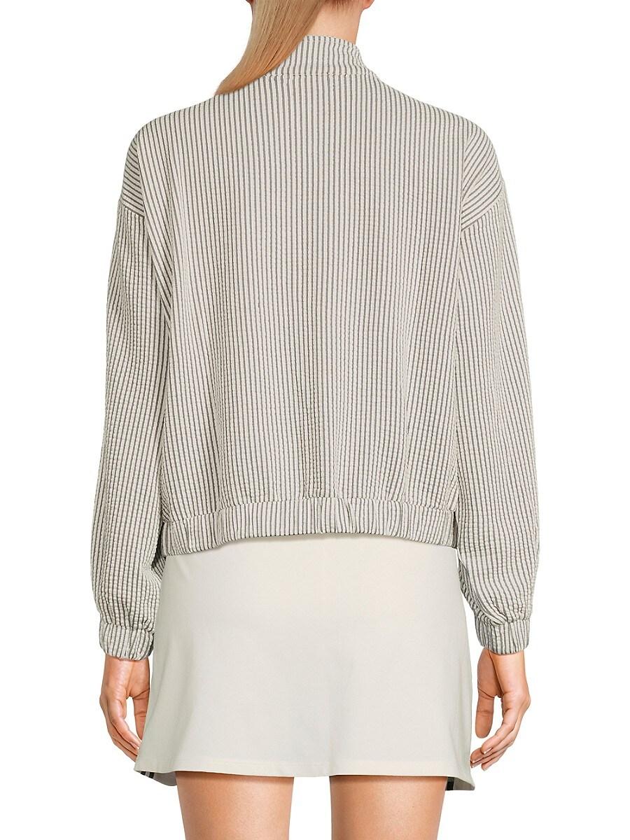 Karl Lagerfeld Striped Patch Zip Jacket in Gray | Lyst