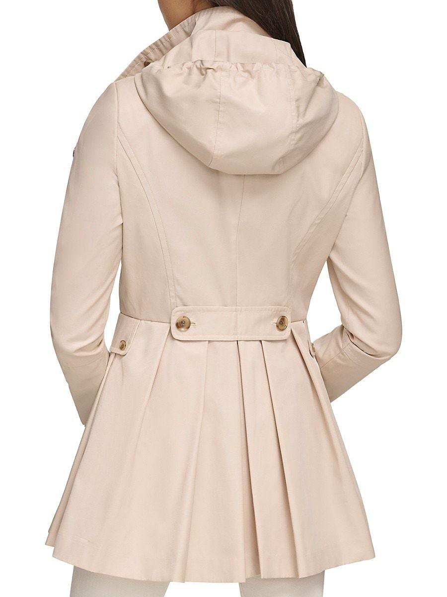 Calvin Klein Tailored Fit Double Breasted Skirted Trench Coat in Natural Lyst