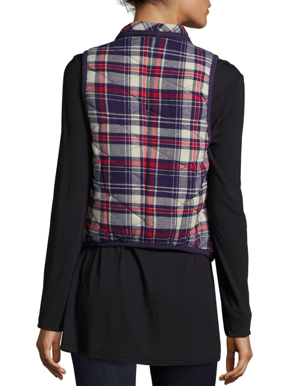 BCBGeneration Cotton Quilted Plaid Vest in Deep Blue (Blue) Lyst