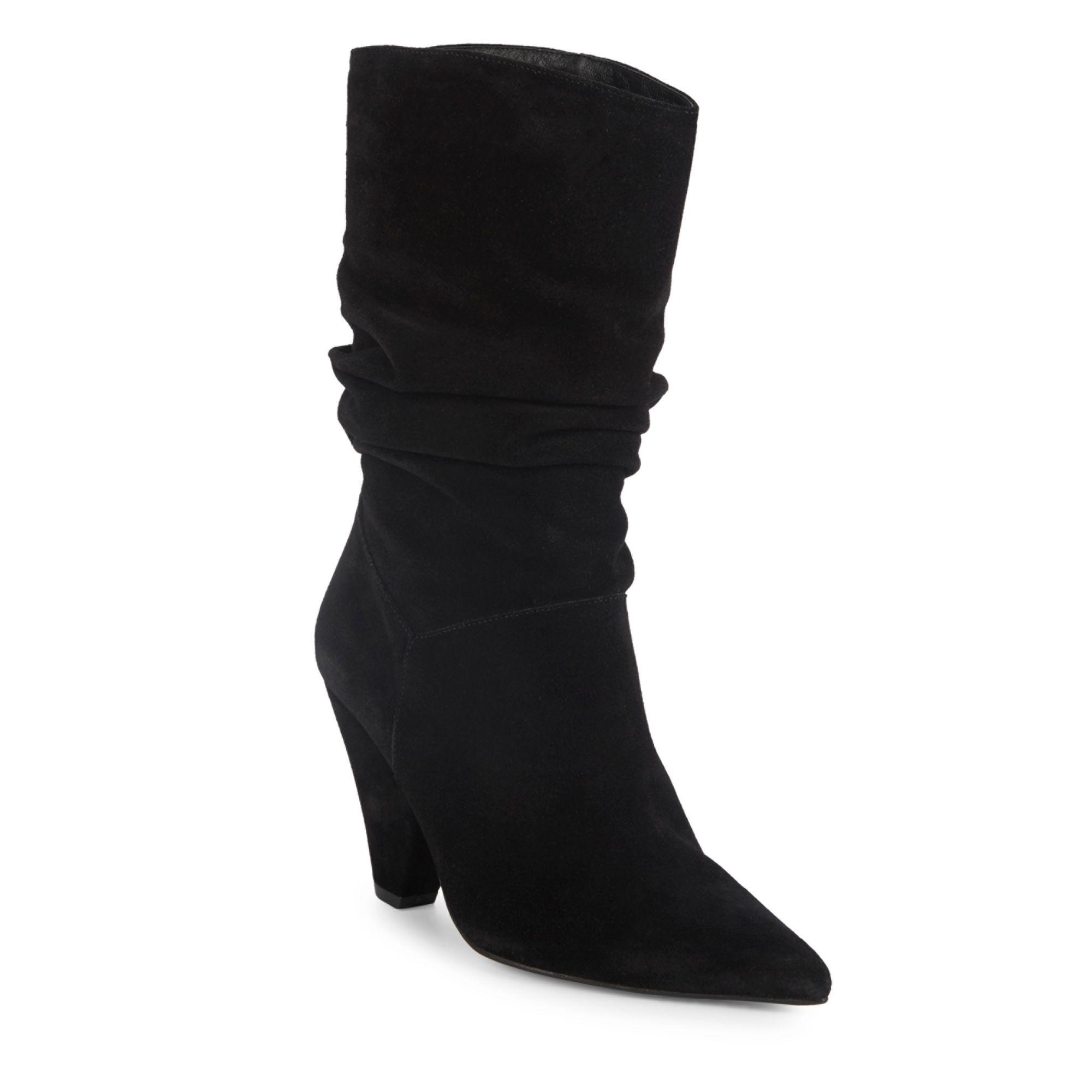 Pure Navy Oturo Slouch Suede Boots in Black - Lyst