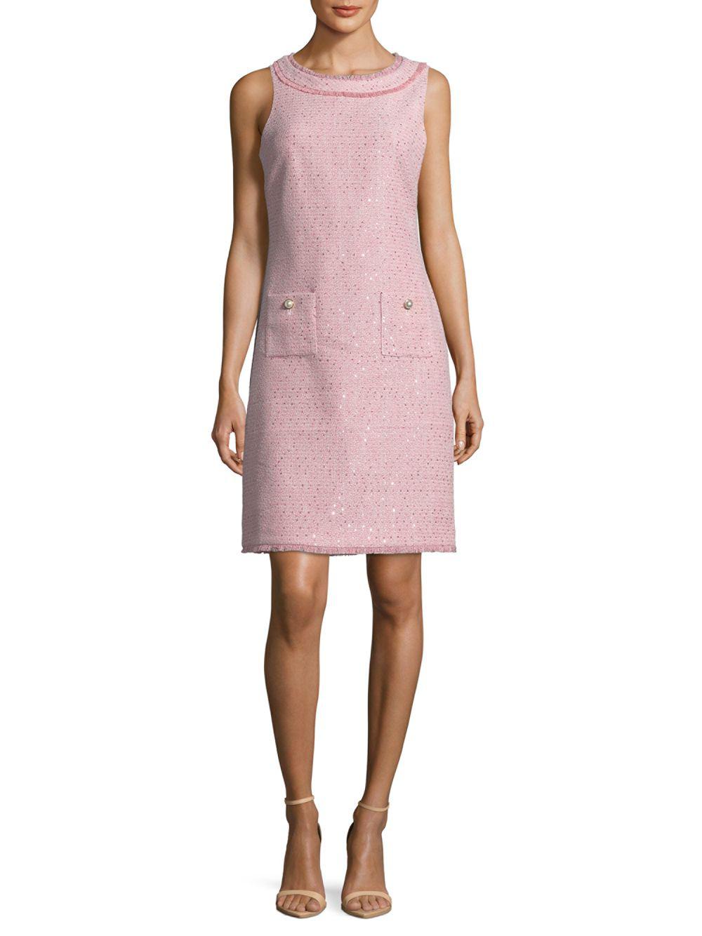 Karl Lagerfeld Tweed Sheath Dress in Pink Lyst
