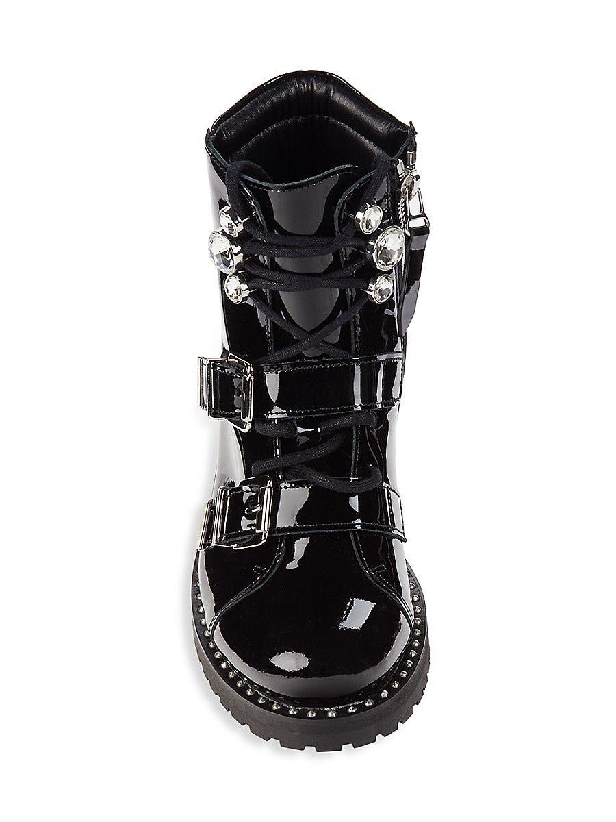 Sophia Webster Ziggy Embellished Patent Leather Biker Boots in Black | Lyst