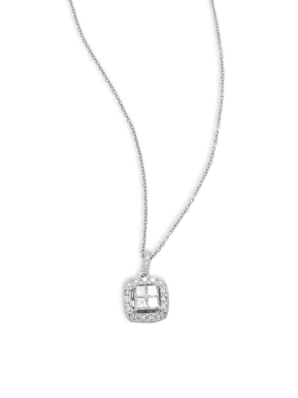 Effy Diamond 14k White Gold Square Pendant Necklace In Metallic 14k White Gold Square Pendant Necklace