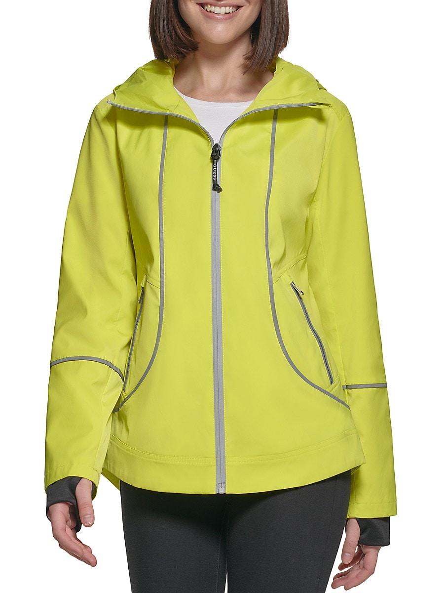 Guess Reflective Piping Hooded Jacket in Yellow Lyst Canada