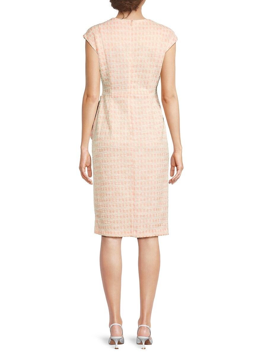 【カルバンクライン】Tweed Belted Sheath Dress Calvin Klein Women's Tweed Belted Sheath Dress In Luggage