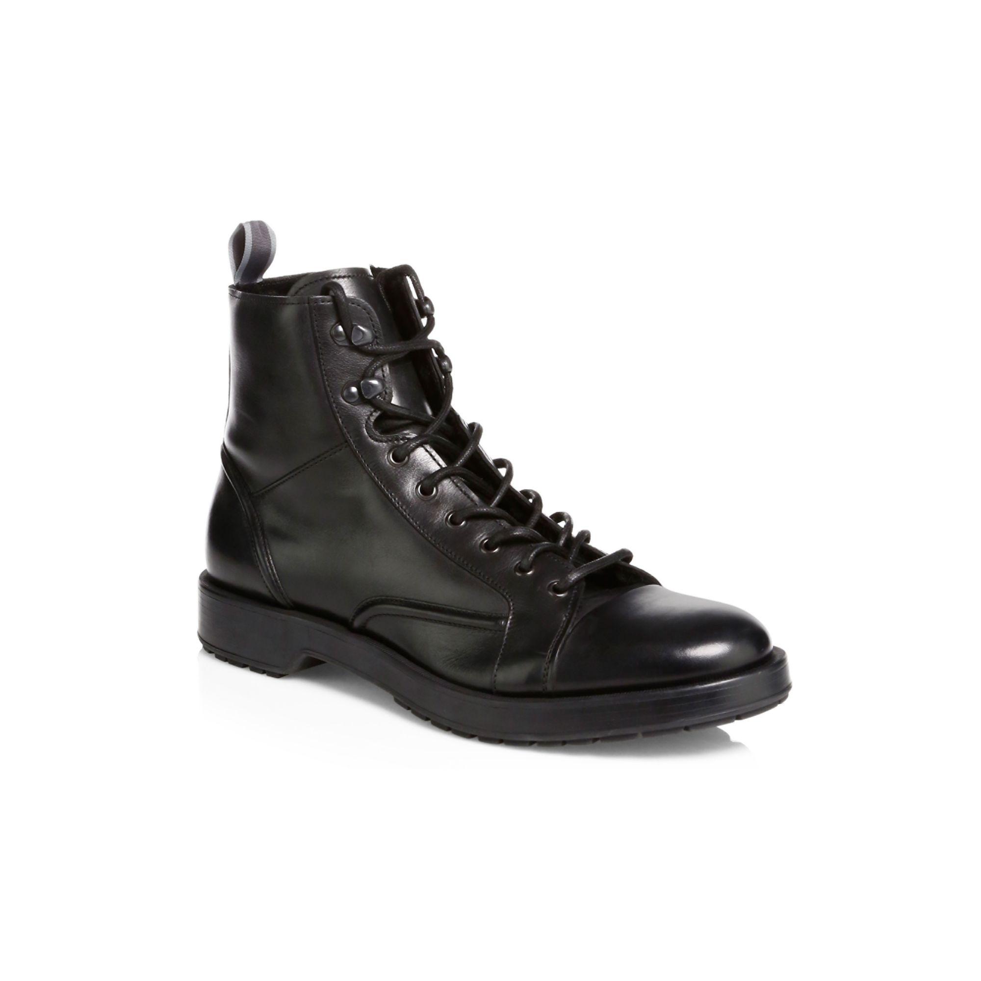 BOSS by HUGO BOSS Montreal Leather Combat Boots in Black for Men - Lyst