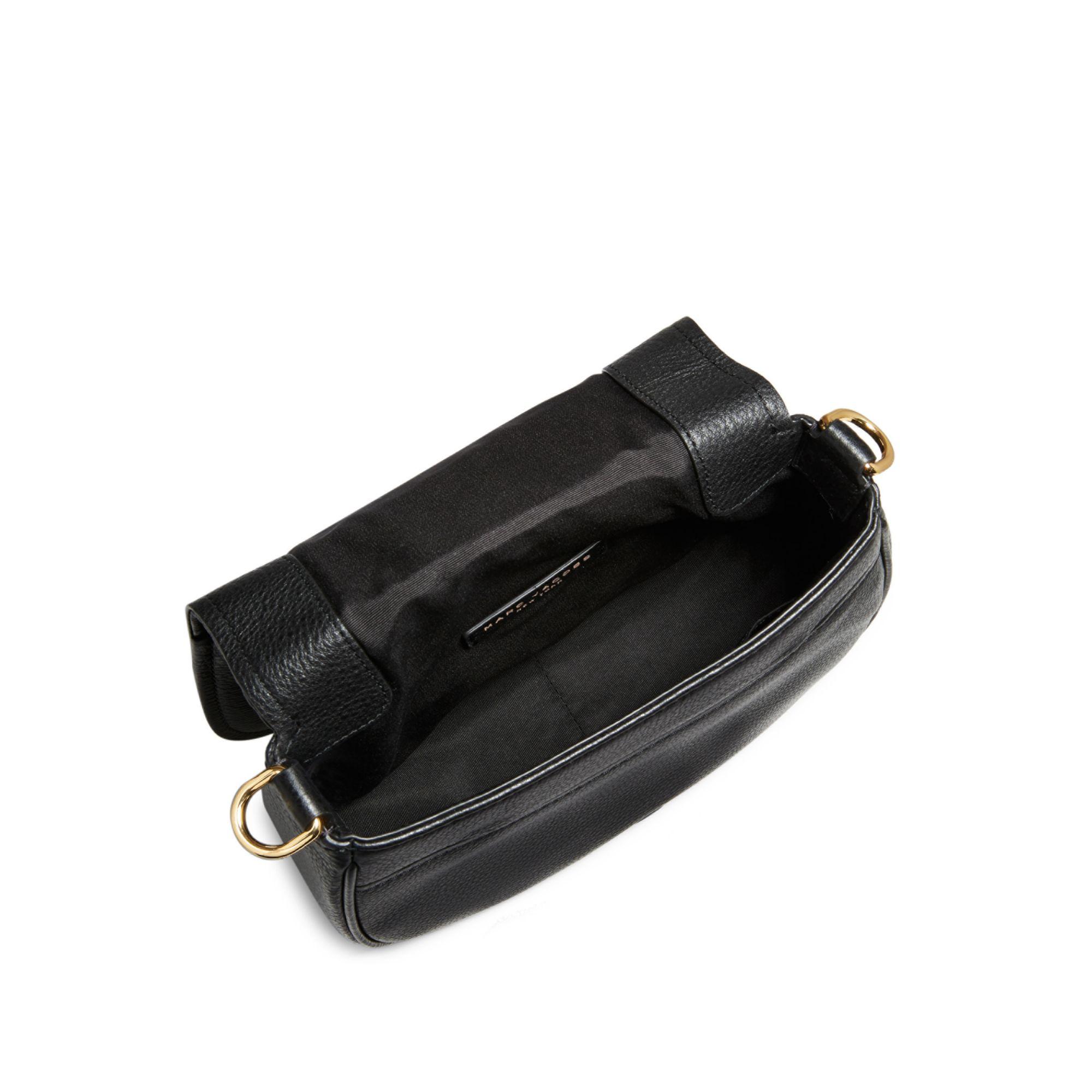 Marc Jacobs Pebbled Leather Mini Saddle Crossbody Bag in Black - Lyst