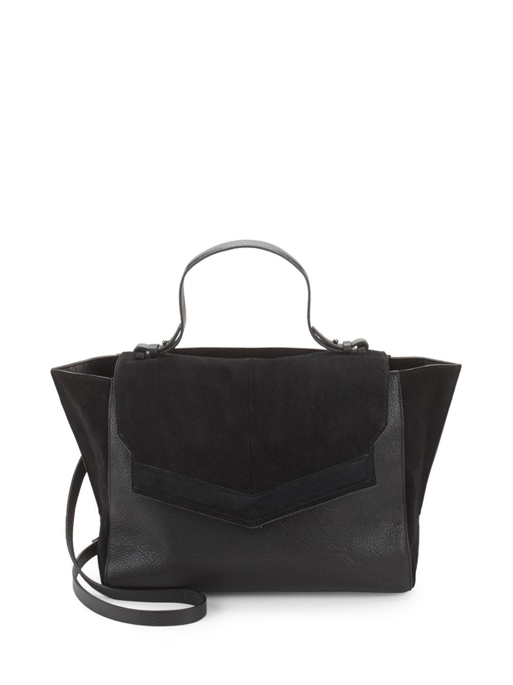 Halston Suede & Leather Tote Bag in Black - Lyst