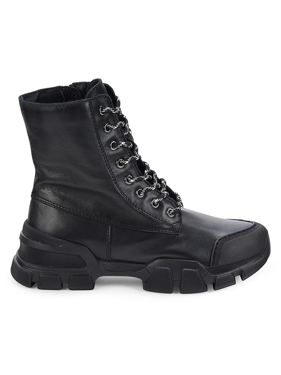 Aquatalia Elvira Leather Combat Boots in Black Lyst Canada