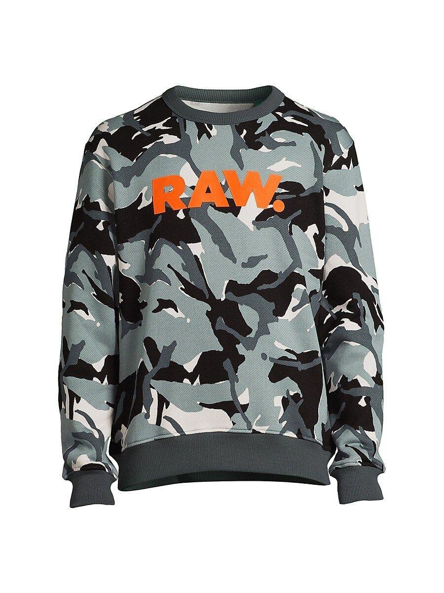 G-Star RAW Logo Camo Sweatshirt in Gray for Men | Lyst