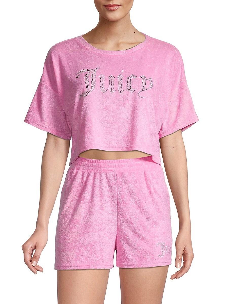 juicy by juicy couture pajamas set 4 pc gift pink xl lounge shorts velour  Black
