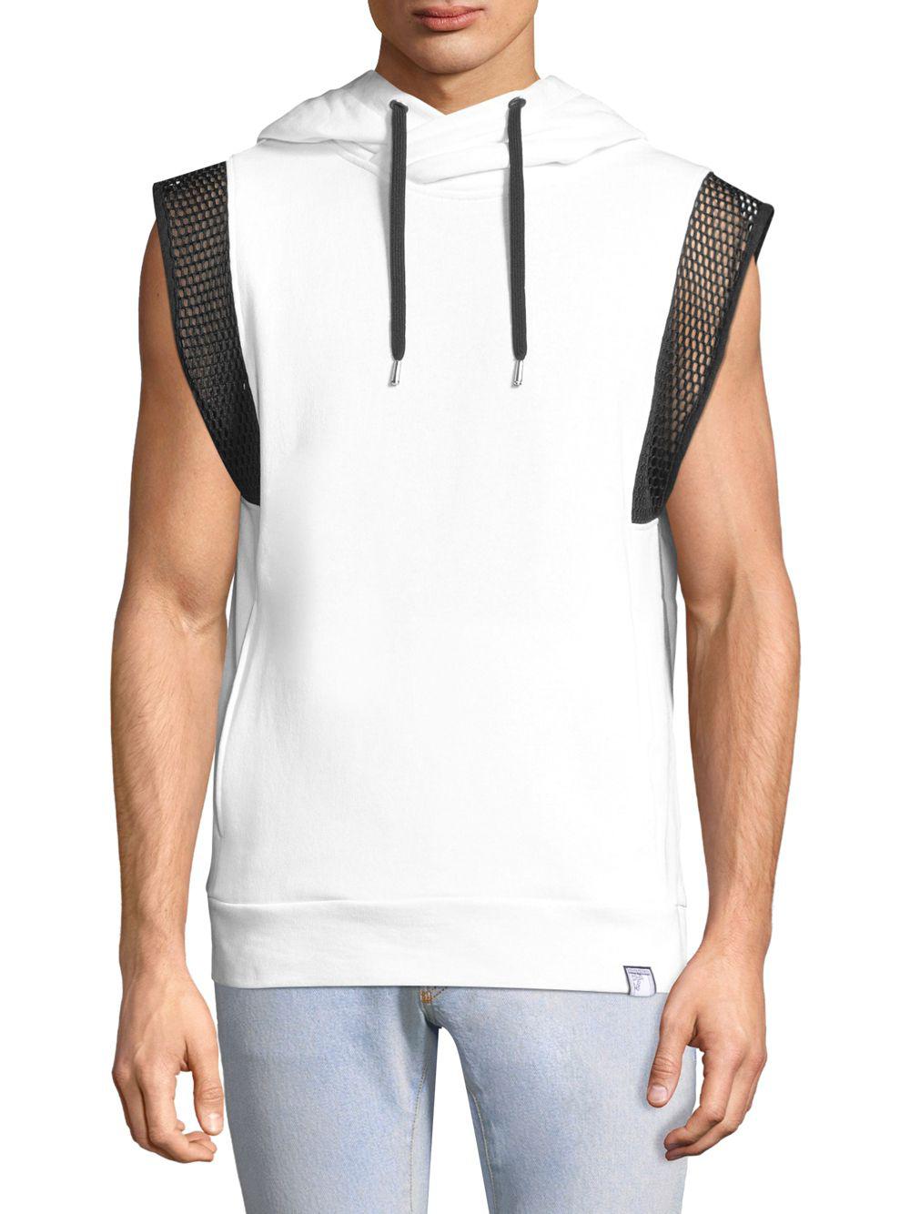 mesh sleeveless hoodie