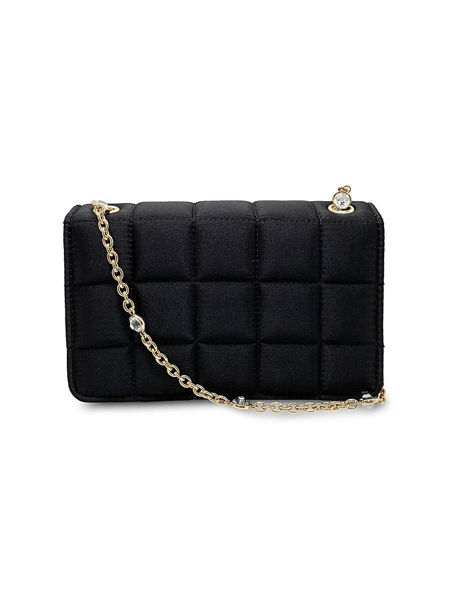La Regale Quilted Satin Convertible Clutch in Black