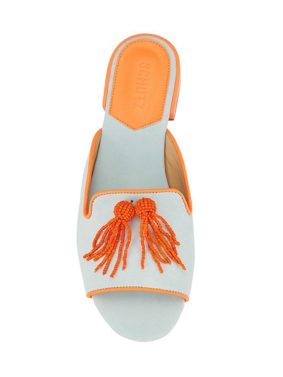 SCHUTZ SHOES Jannis Suede Flat Sandals in Orange | Lyst