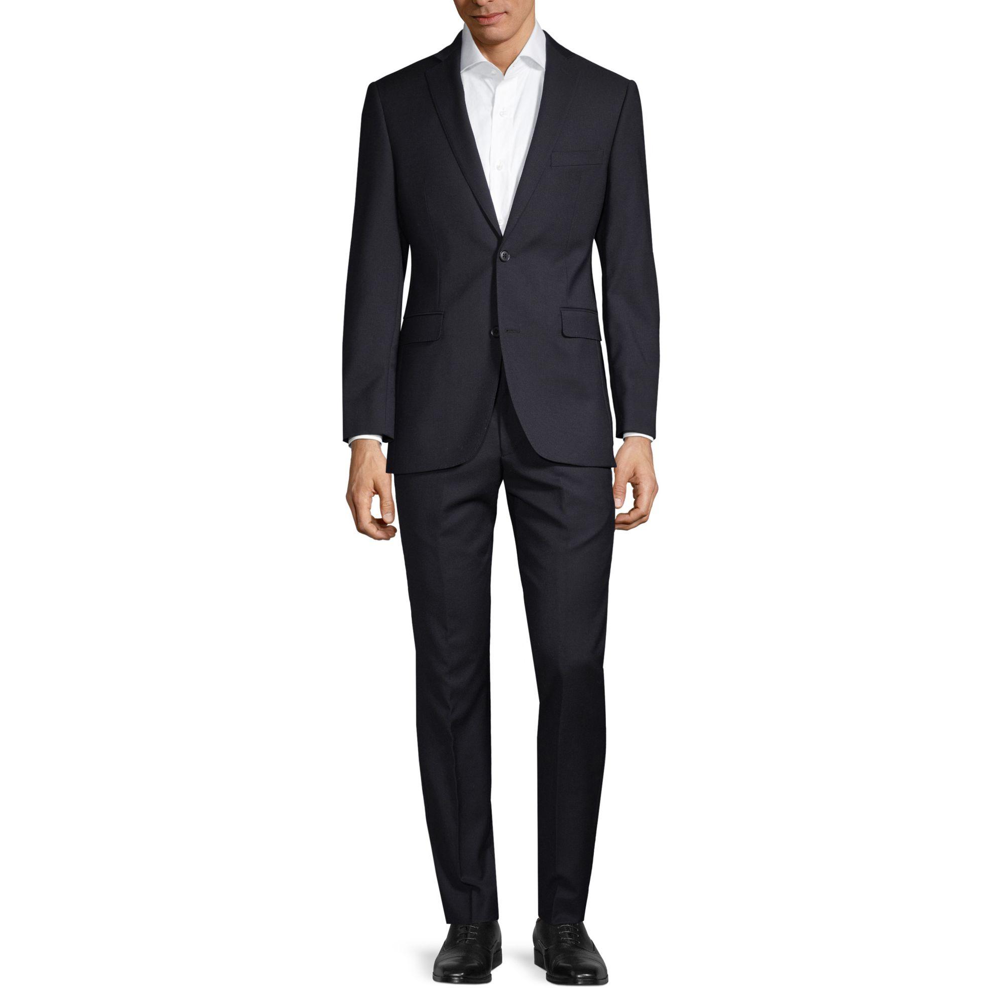 Saks Fifth Avenue Trimfit Wool Suit in Black for Men Lyst
