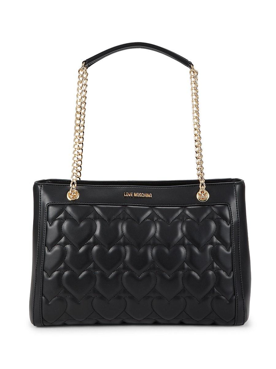 Love Moschino Heart Quilted Chain Tote in Black | Lyst