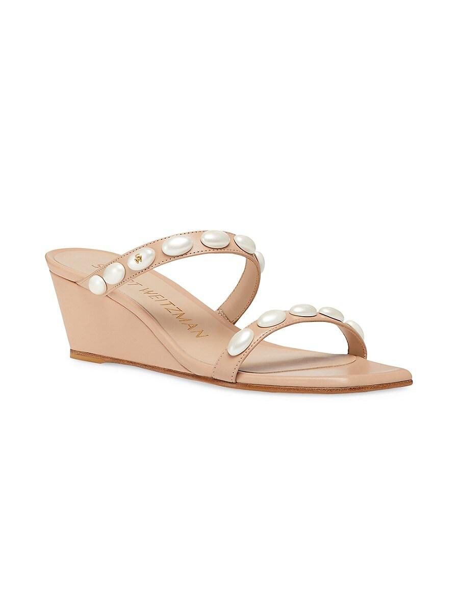 Stuart Weitzman Pearlita 50Mm Embellished Leather Wedge