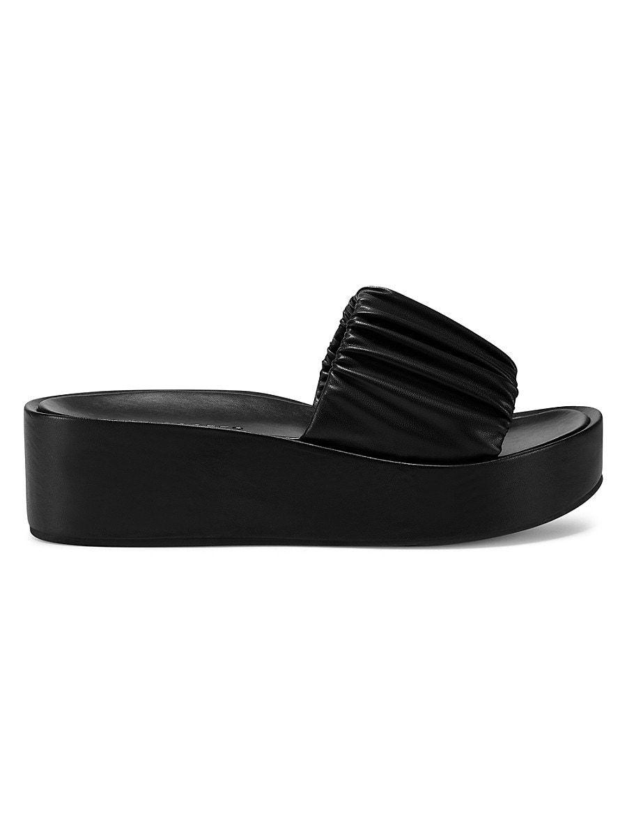 Aerosoles Dada Faux Leather Wedge Sandals in Black | Lyst