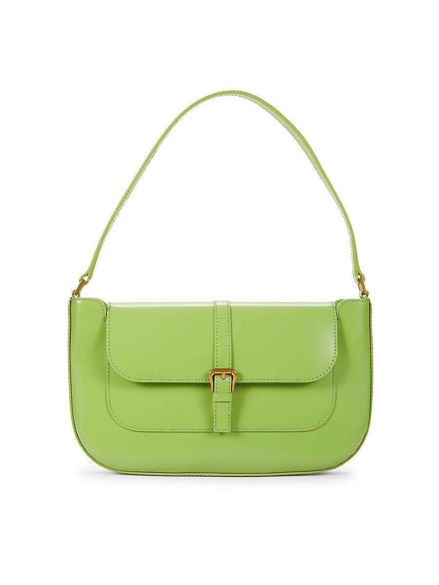 BY FAR Miranda Semi Patent Leather Top Handle Bag in Green | Lyst