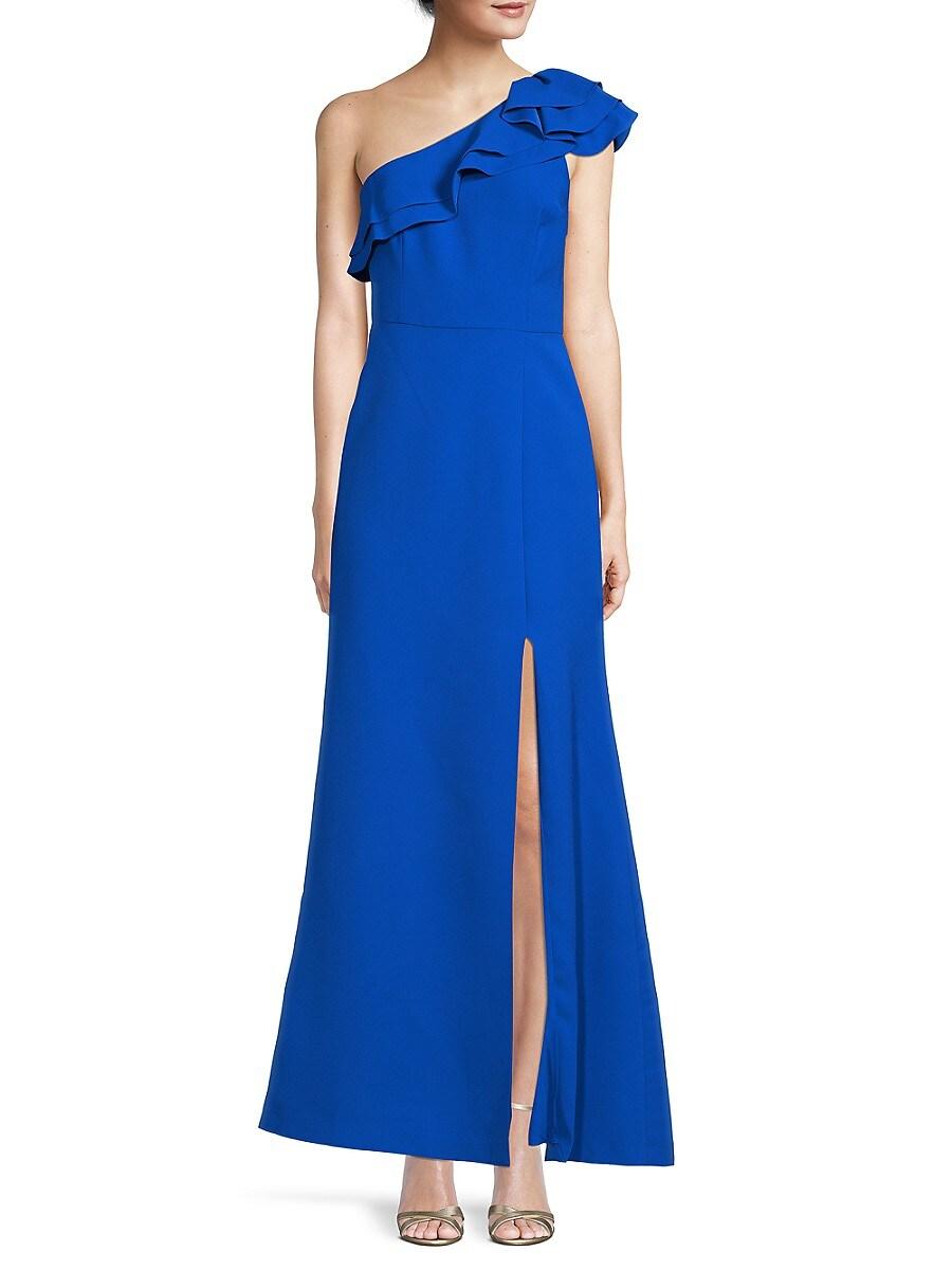 BCBGMAXAZRIA Bcbgmaxazria One Shoulder Ruffle Evening Gown in Blue | Lyst