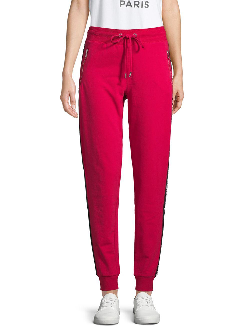 Karl Lagerfeld Cotton Logo Jogger Pants in Cherry (Red) - Lyst