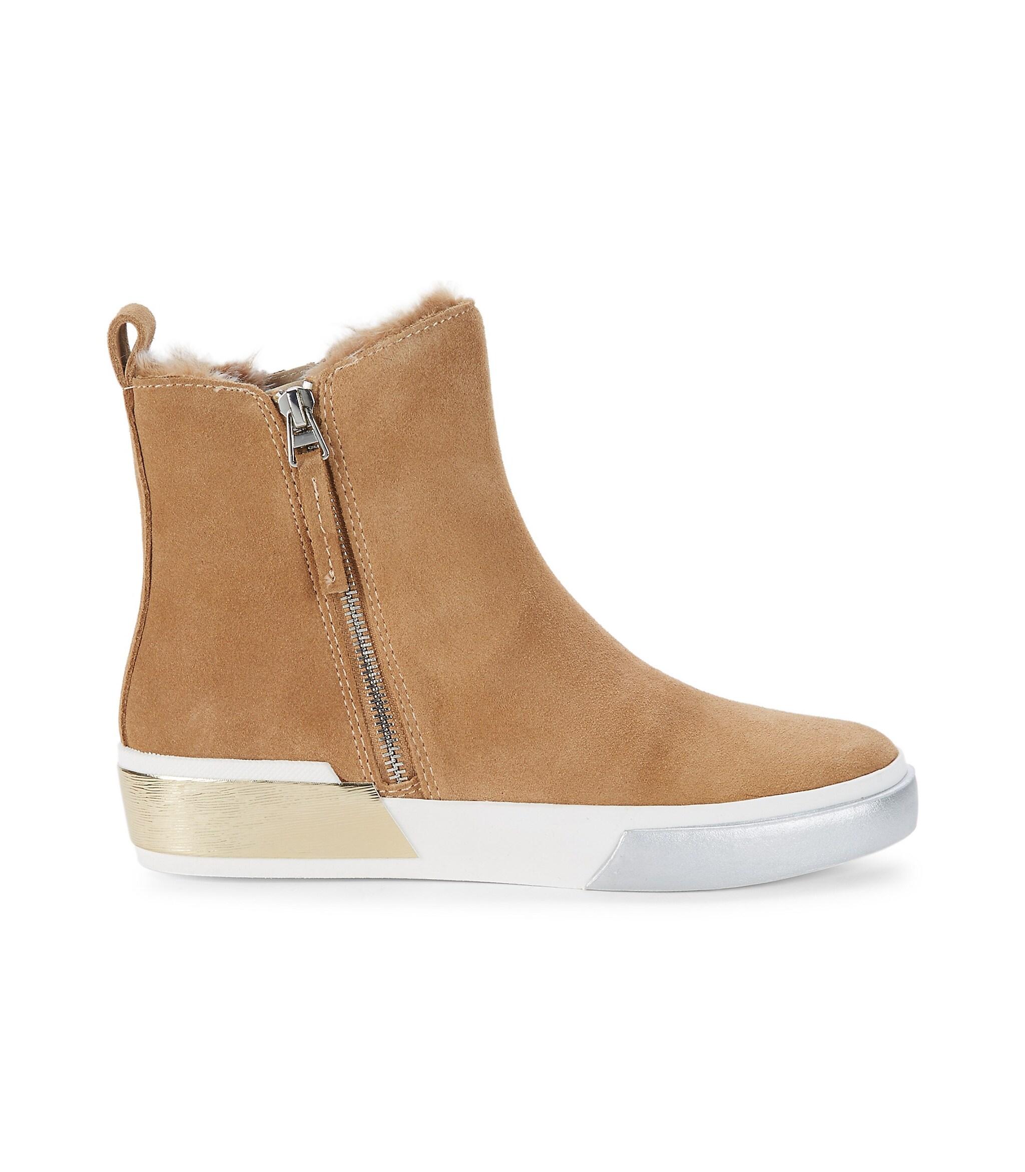 Dolce Vita Zucca Faux Fur-lined Suede Sneakers in Brown | Lyst