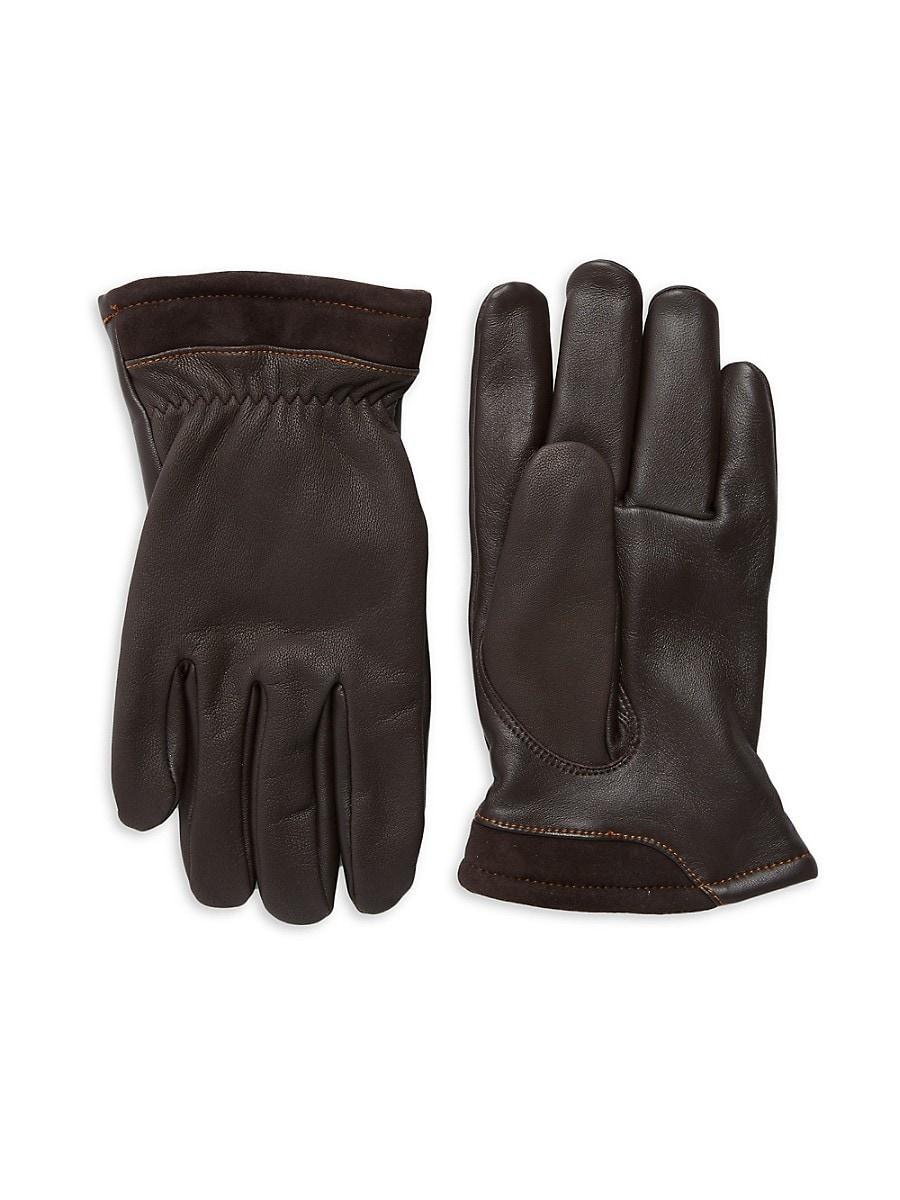 UGG Capitan Faux Fur-lined Leather Tech Gloves in Brown for Men | Lyst