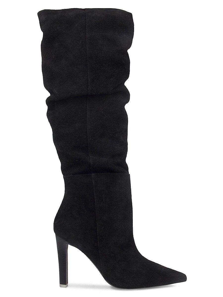 Black Suede Studio Amal Leather Knee High Boots in Black | Lyst