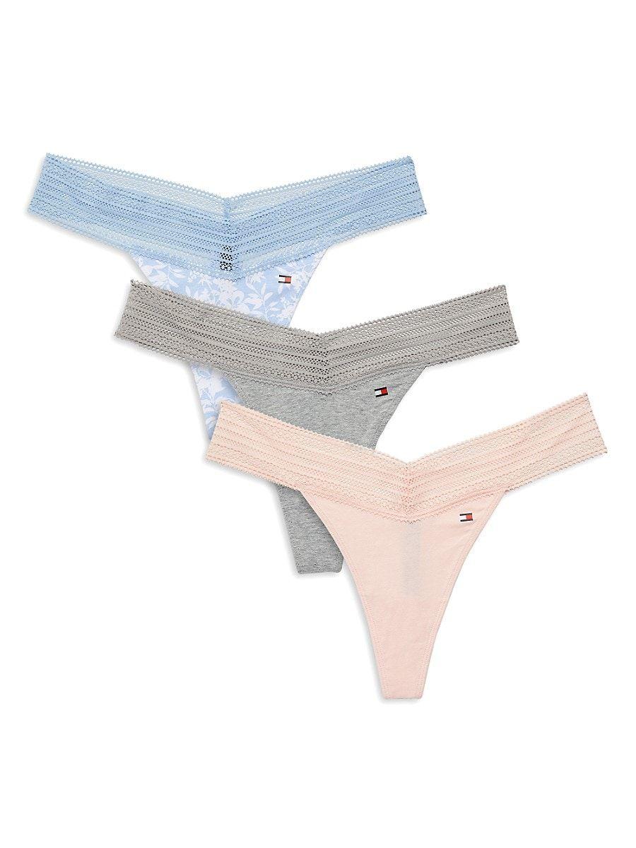 Tommy Hilfiger 3-pack Lace-waist Thongs in Blue