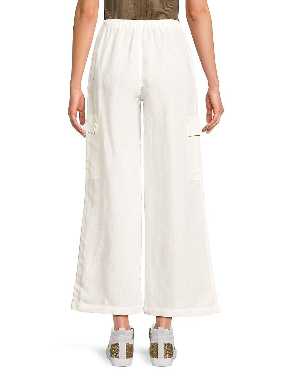 Tahari Linen Blend Wide Leg Pants in White Lyst UK