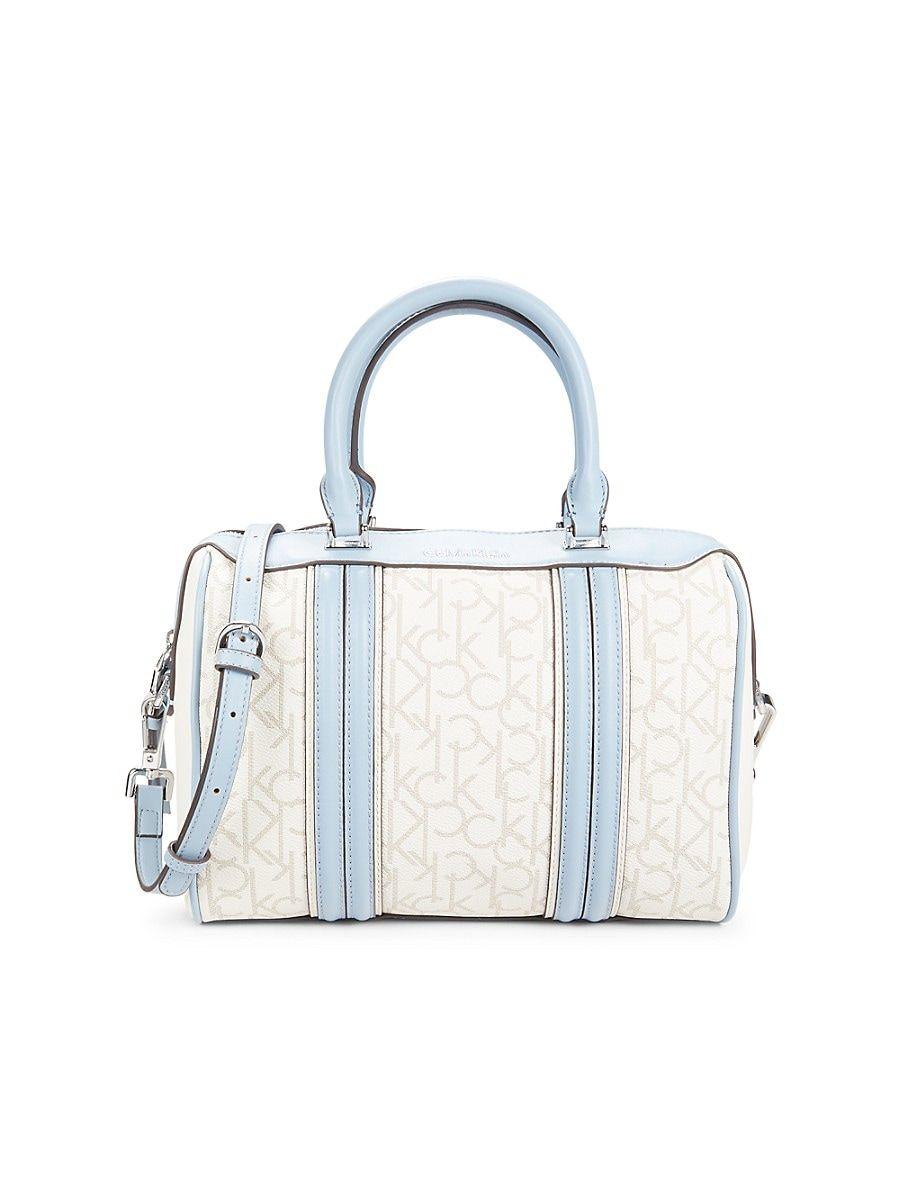 Calvin Klein Blake Monogram Double Top Handle Bag in White | Lyst
