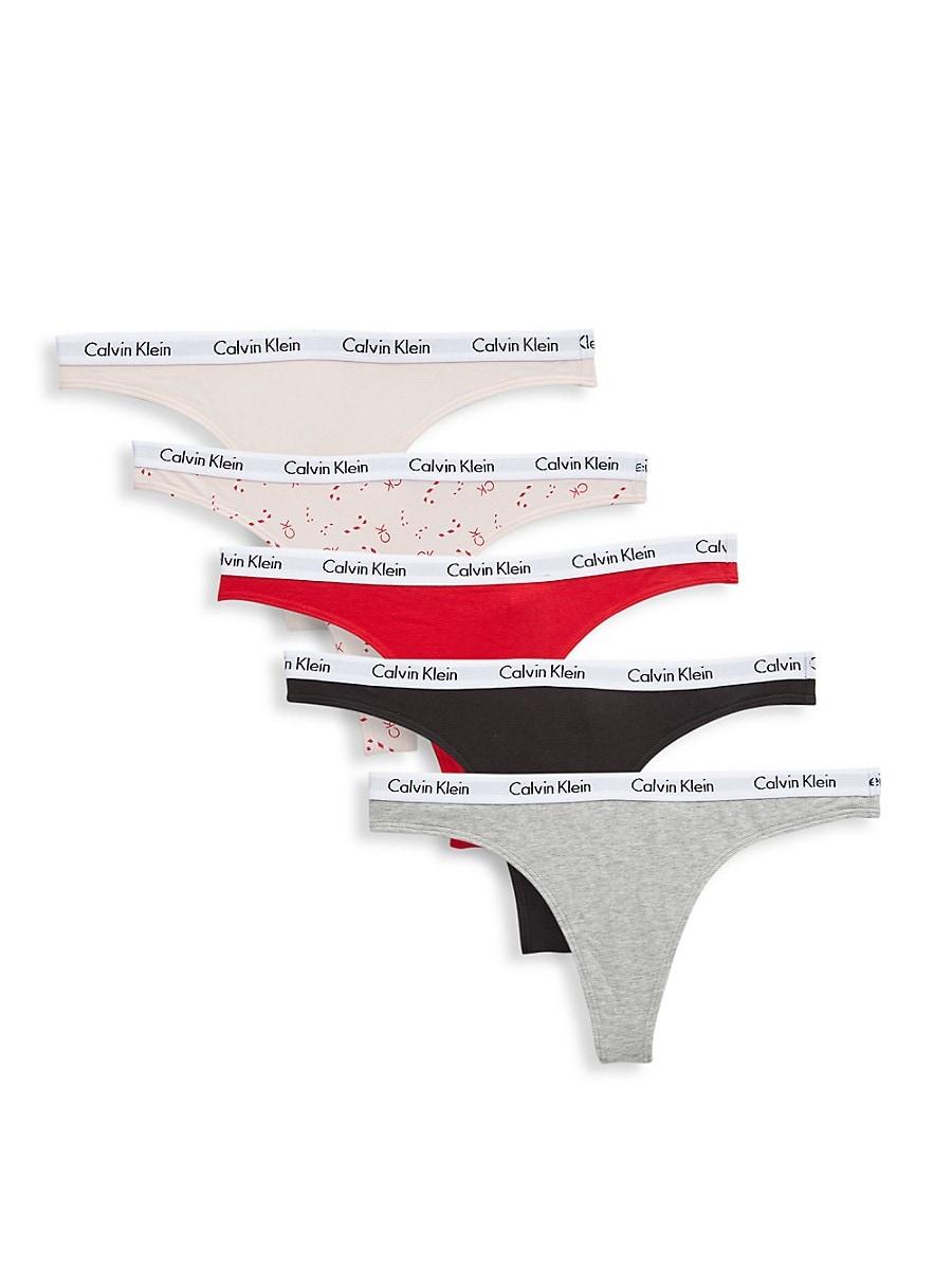 Calvin Klein Carousel Logo Cotton Thong Multipack Panty in White