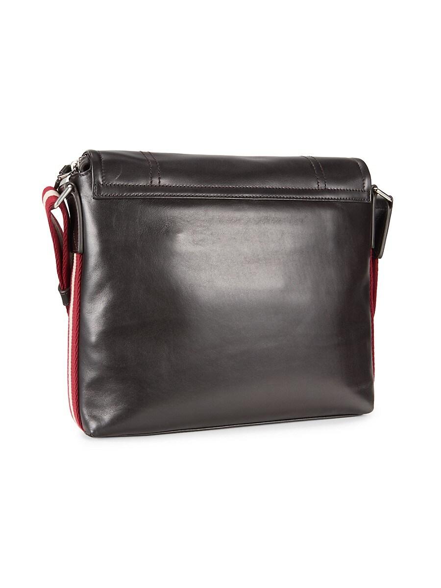 Bally Casbah Stripe-Strap Leather Messenger Bag in Black for